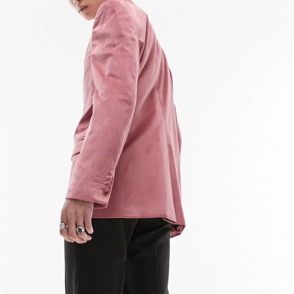 NWT Topman Slim Fit Pink Velvet Blazer - Picture 3 of 5